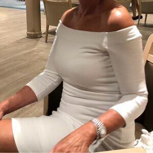 Bailey 44 Cream Sheath Dress with Puff Sleeves